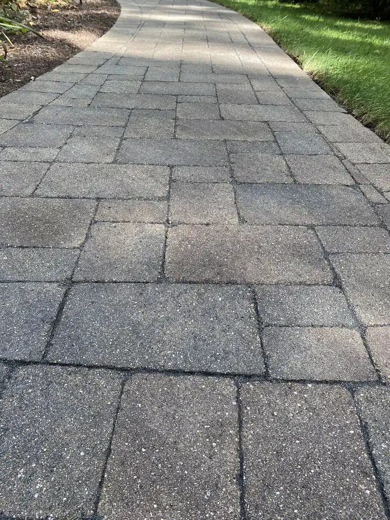Clean walkway joints Close-up of a paver walkway with clean, sand-filled joints in Farmington, CT